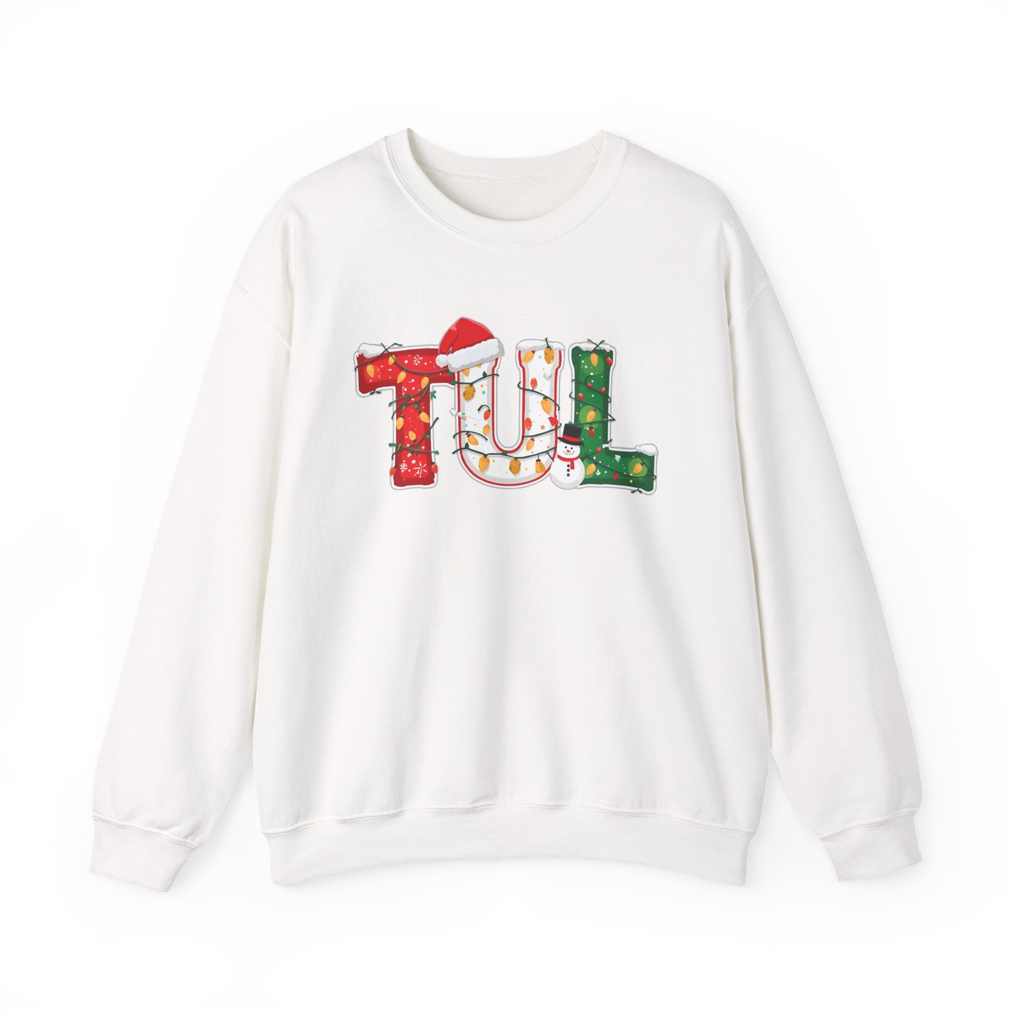TUL Christmas Sweatshirt – Festive Holiday Letter Art Crewneck | Winter Travel Gift | Gildan 18000