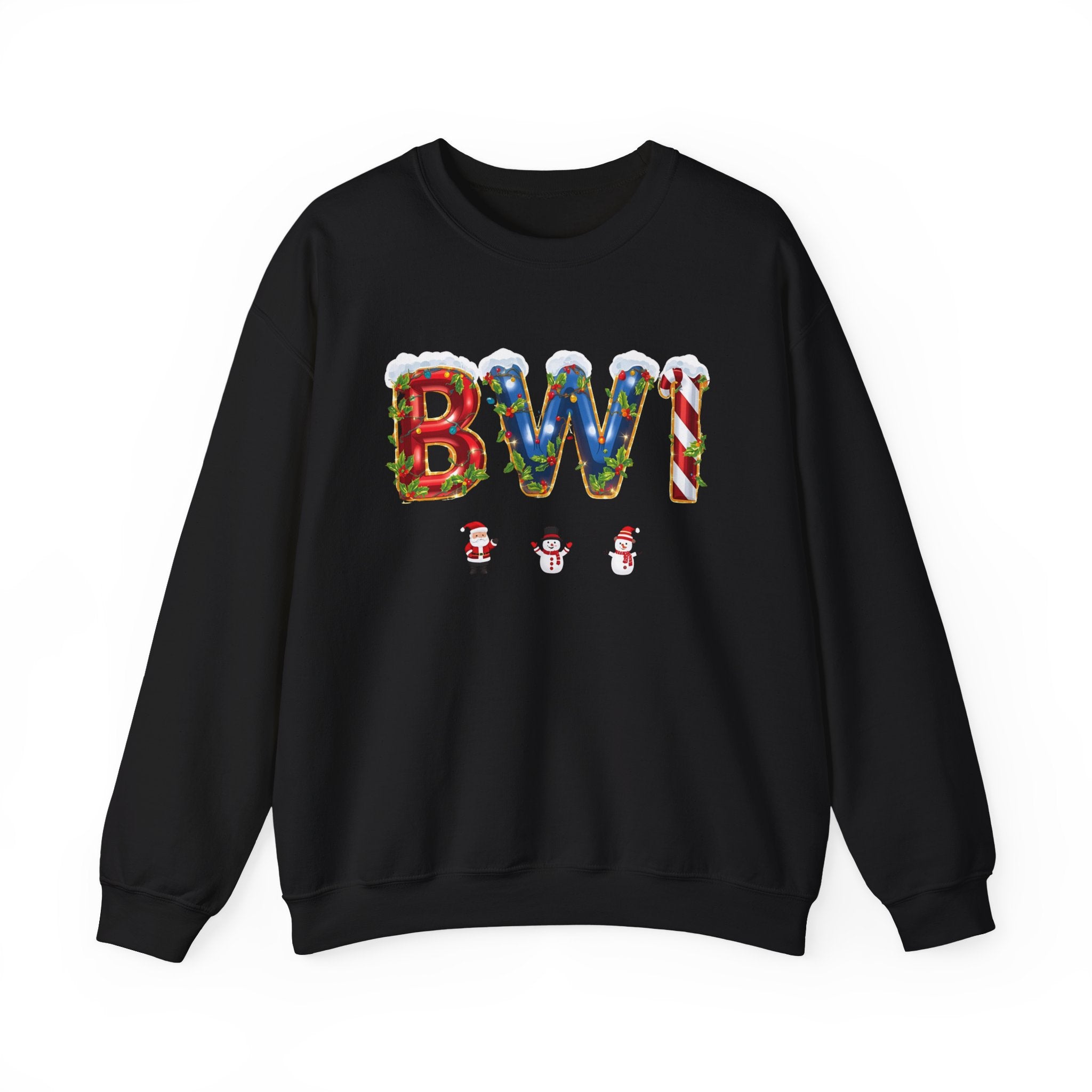 BWI Christmas Sweatshirt – Festive Holiday Letter Art Tee | Christmas Gift | Gildan 18000