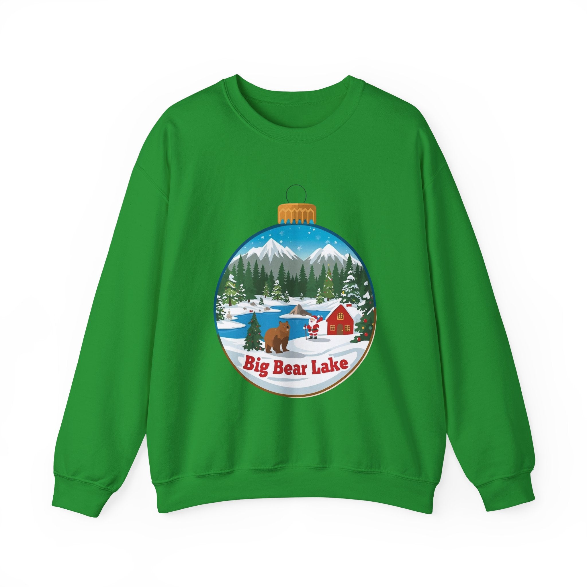 Big Bear Lake Christmas Sweatshirt – Santa Winter Ornament Cabin Crewneck | Cute Mountain Holiday Sweater | Santa & Bear Gift Shirt | Gildan 18000