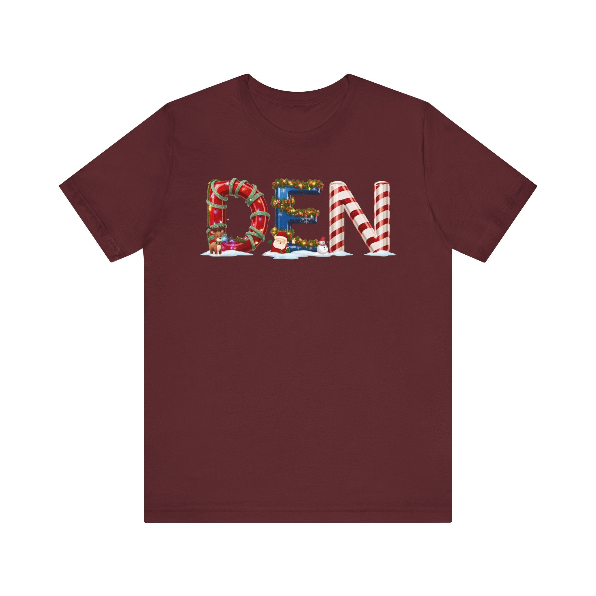 DEN Christmas Shirt – Festive Holiday Letter Art Tee | Christmas Gift | Bella Canvas 3001