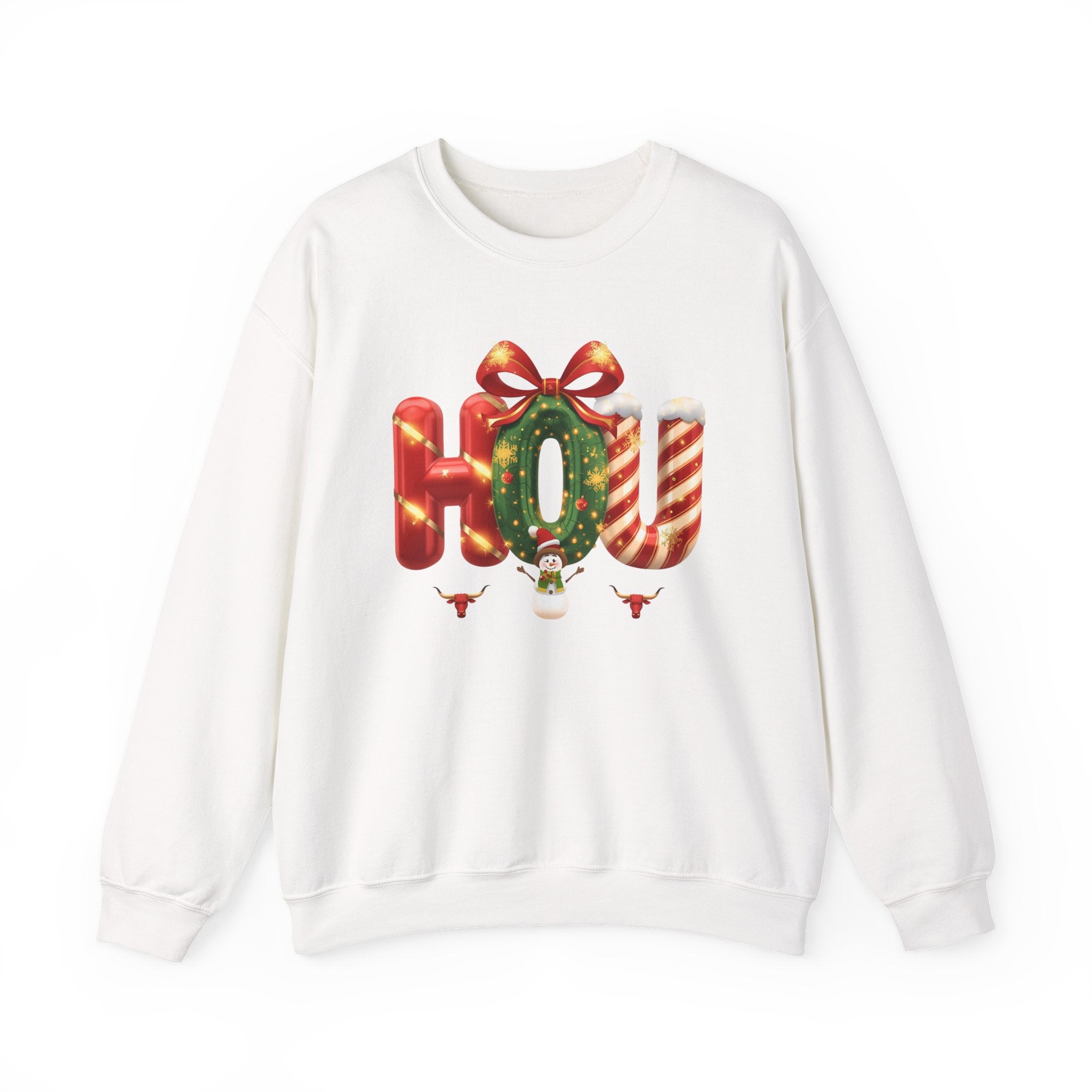 HOU Christmas Sweatshirt – Festive Holiday Letter Art Tee | Christmas Gift | Gildan 18000