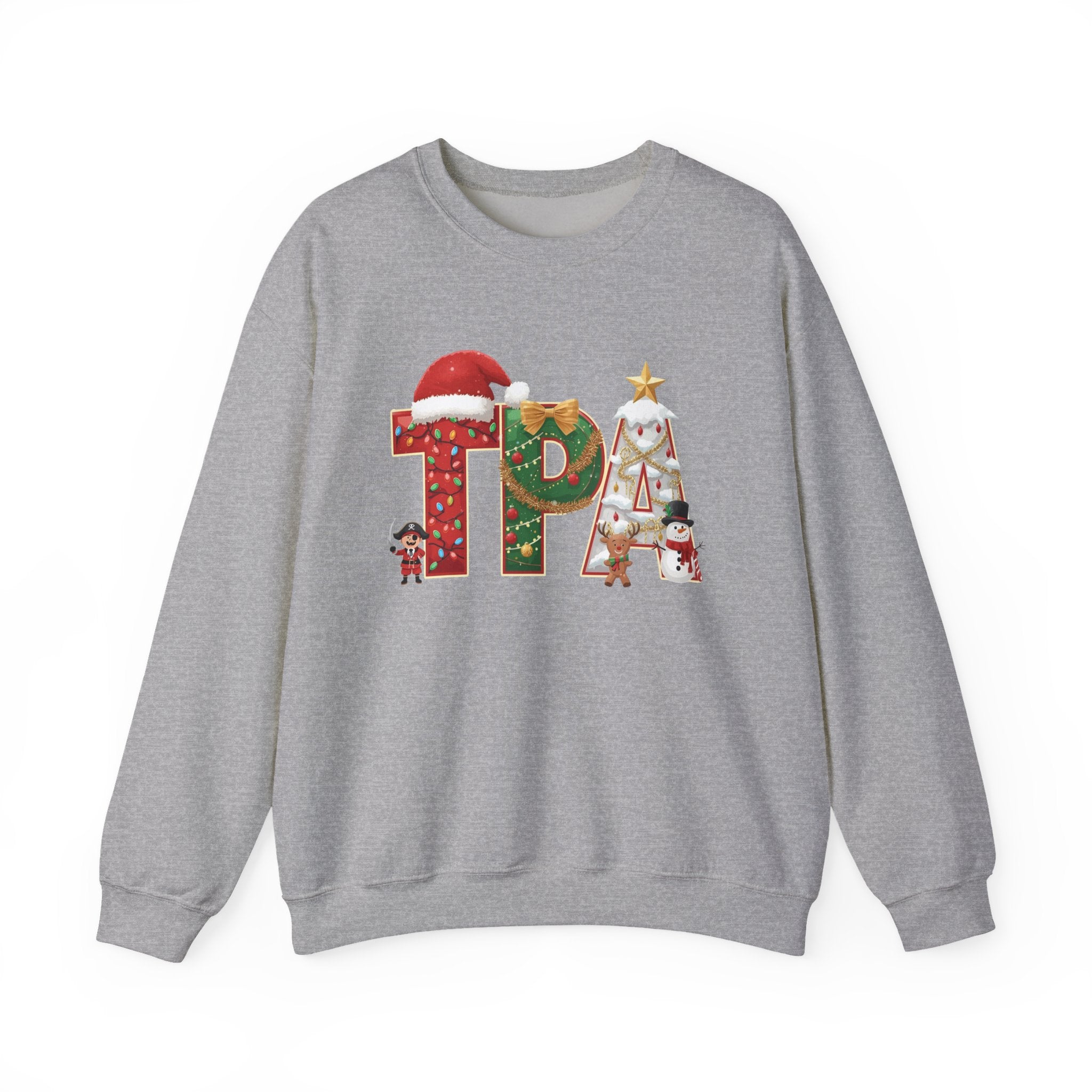 TPA Christmas Sweatshirt – Festive Holiday Letter Art Crewneck | Winter Travel Gift | Gildan 18000