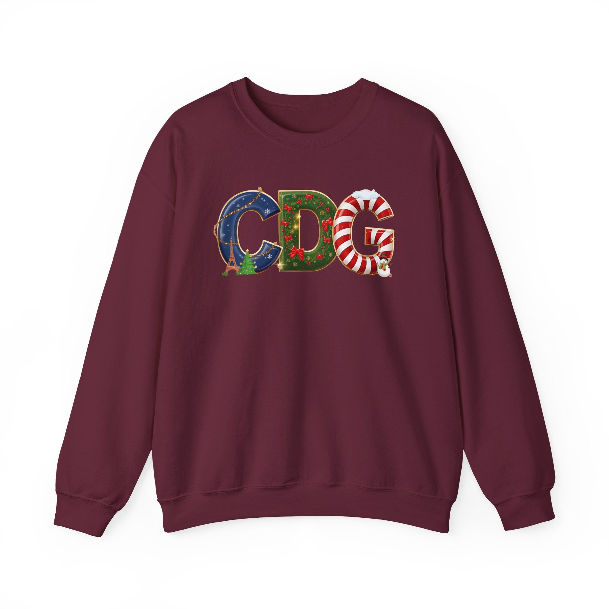 CDG Christmas Sweatshirt – Festive Holiday Letter Art Tee | Christmas Gift | Gildan 18000